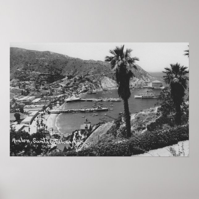 Affiche Avalon, CA Père Noël Catalina Island Vue du port (Devant)