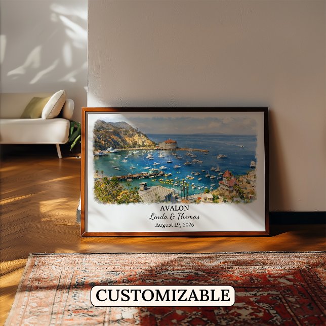 Affiche Avalon Californie, Aquarelle, Sur mesure (Créateur téléchargé)