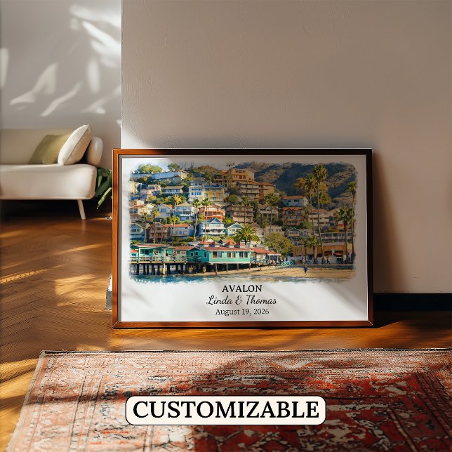 Affiche Avalon Californie, Aquarelle, Sur mesure (Créateur téléchargé)