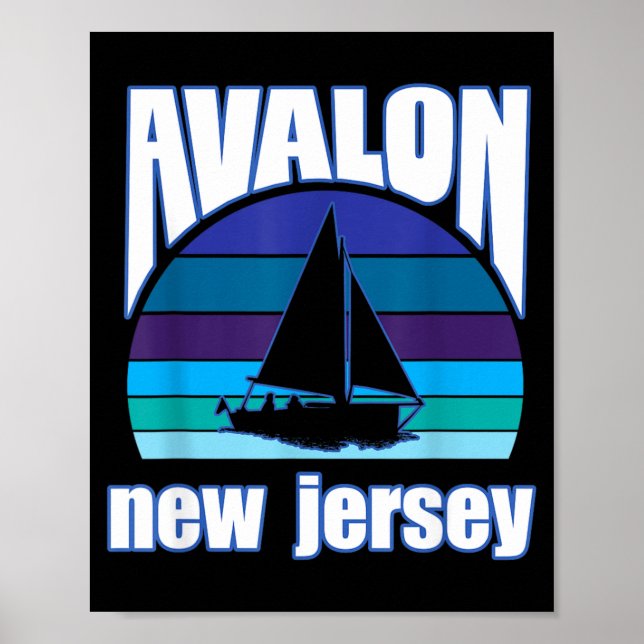 Affiche Avalon NJ avec voilier pour l'été plage océan (Devant)