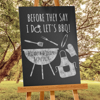 Affiche Avant de faire BBQ Fête des mariées Fiançailles Bi