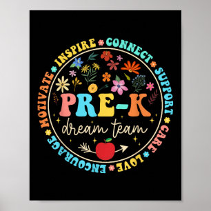 Affiche Avant-k Dream Team Be Kind Love Floral Back To Sch