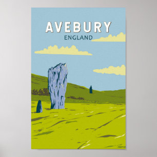 Affiche Avebury Angleterre Voyage Art Vintage