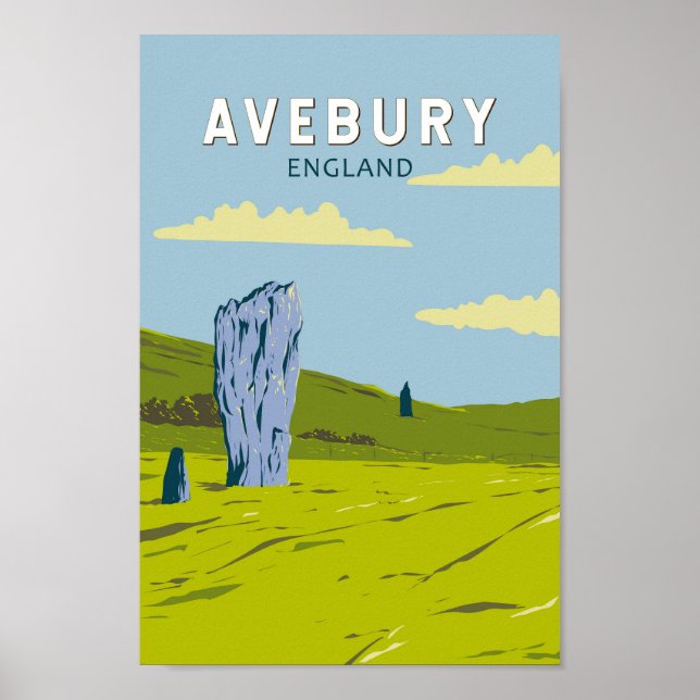 Affiche Avebury England Travel Art Vintage (Devant)