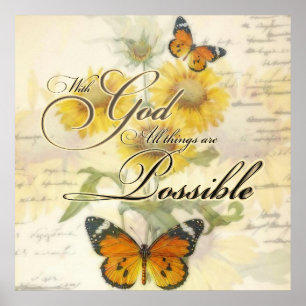 Affiche Avec Dieu tournesols et papillon  