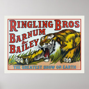 Affiche avec la copie vintage de tigre de cirque