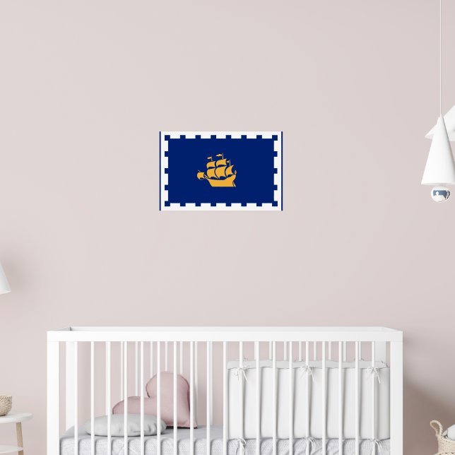 Affiche avec le drapeau de la ville de Québec, Can (Pépinière 2)