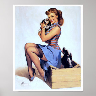 Affiche Avec Pupies Pin Up