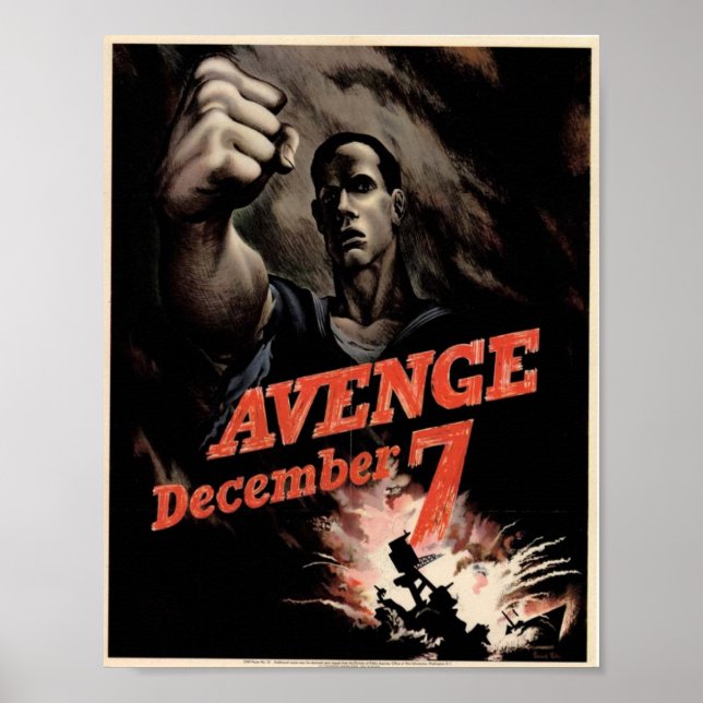 Affiche Avenge Décembre 7 Bureau de la Guerre Vintage Post (Devant)