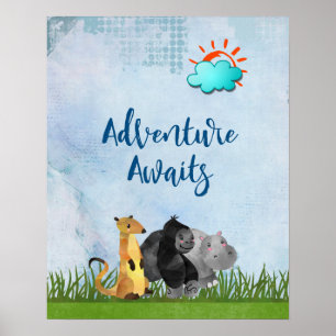 Affiche Aventure Await - Gorilla Hippo et Meerkat