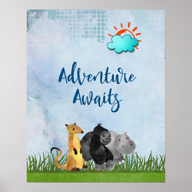 Affiche Aventure Await - Gorilla Hippo et Meerkat (Devant)