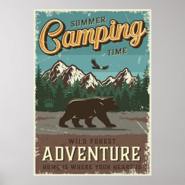 Affiche Aventure de camping vintage (Devant)