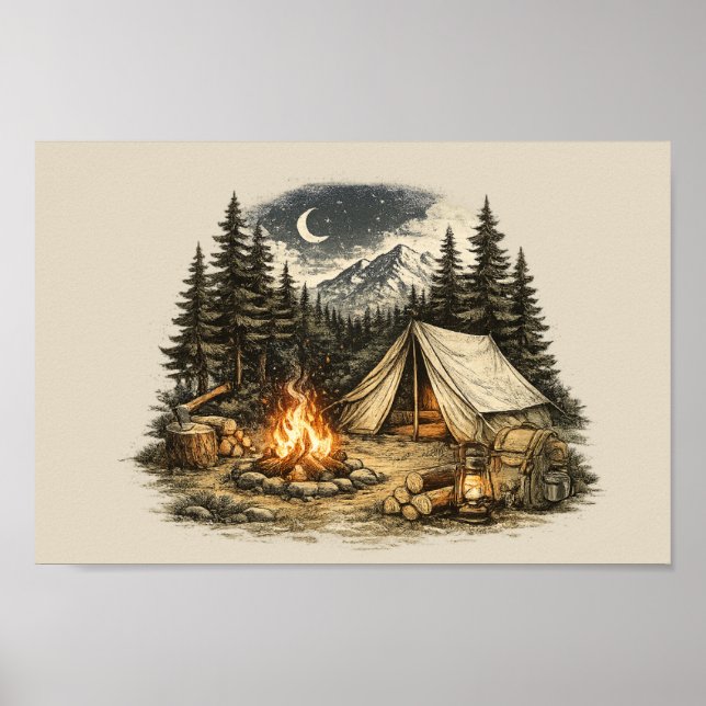 Affiche Aventure de camping vintage (Devant)
