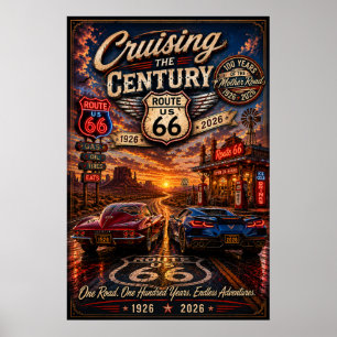 Affiche Aventure de croisière centenaire de la route 66 Ar