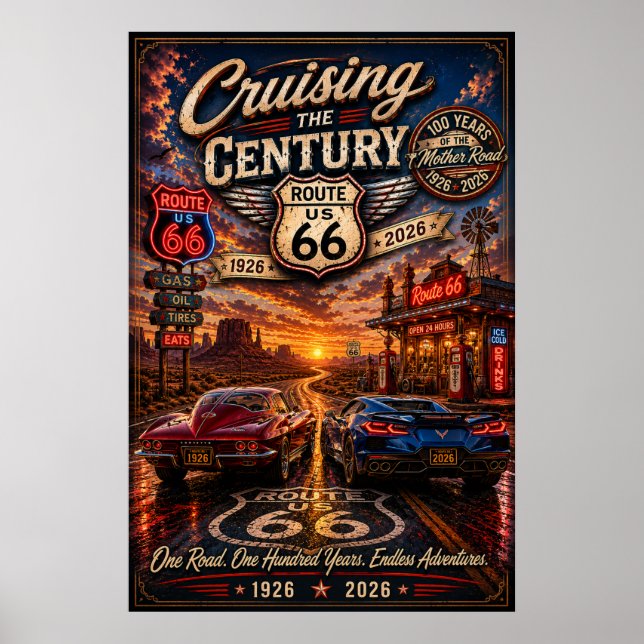 Affiche Aventure de croisière centenaire de la route 66 Ar (Devant)