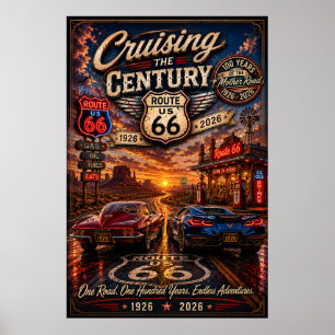 Affiche Aventure de croisière centenaire de la route 66 Ar