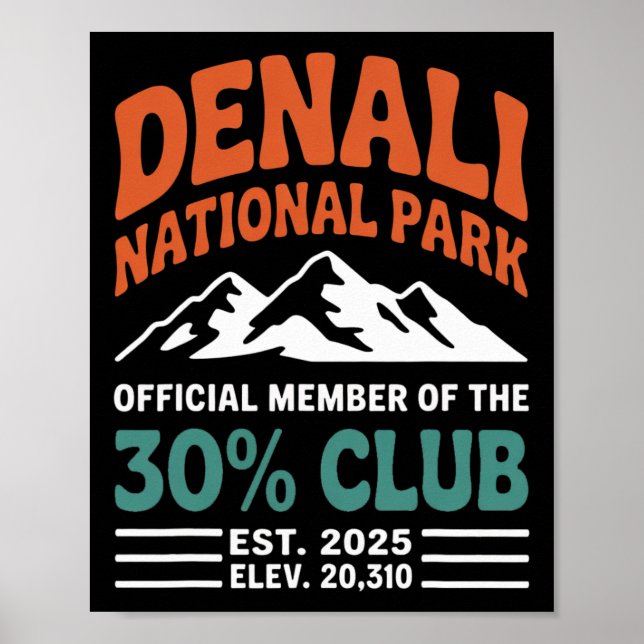 Affiche Aventure de randonnée Denali 30 Pour Cent Club Été (Devant)