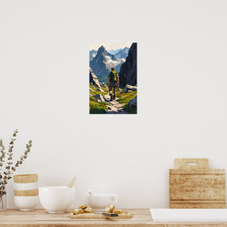 Affiche Aventure de randonnée en montagne Art
