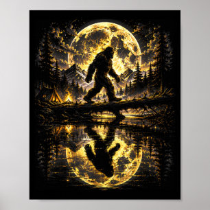 Affiche Aventure de réflexion de Bigfoot en forêt au clair