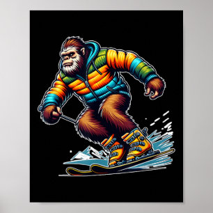 Affiche Aventure de ski Sasquatch Bigfoot Fun hiver