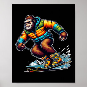 Affiche Aventure de ski Sasquatch Bigfoot Fun hivernal