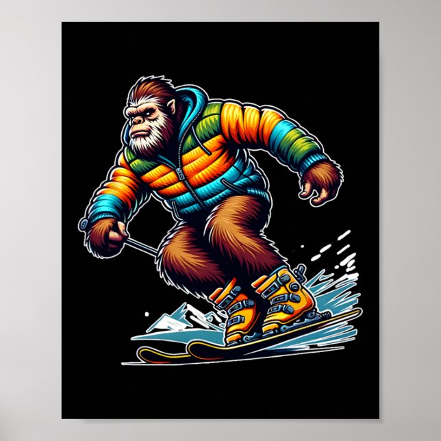 Affiche Aventure de ski Sasquatch Bigfoot Fun hivernal  (Devant)