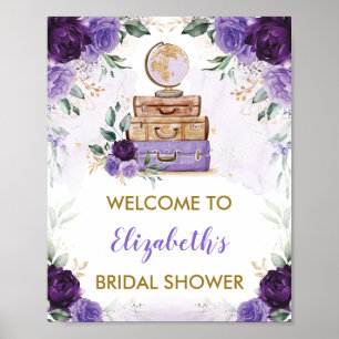 Affiche Aventure de Voyage Fleurs Or Rose Mariage Jour J