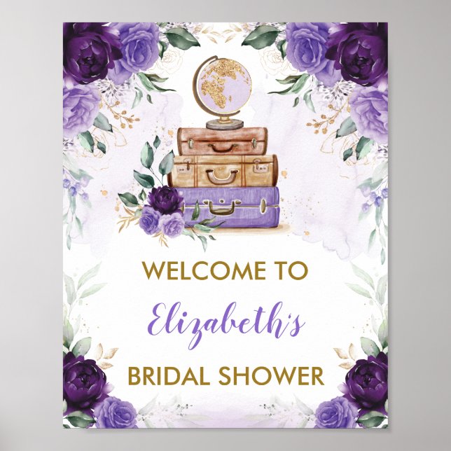 Affiche Aventure de Voyage Fleurs Or Rose Mariage Jour J (Devant)