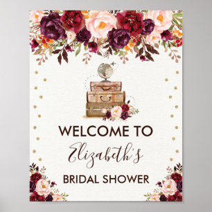 Affiche Aventure de voyage Shower de mariage Floral Rustiq