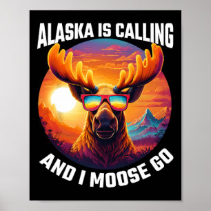 Affiche Aventure de voyage touristique orignal d'Alaska Or