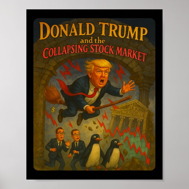 Affiche Aventure drôle de crash boursier de Trump Magicien (Devant)