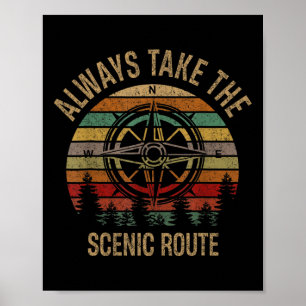 Affiche Aventure drôle Toujours Prendre La Route Touristiq