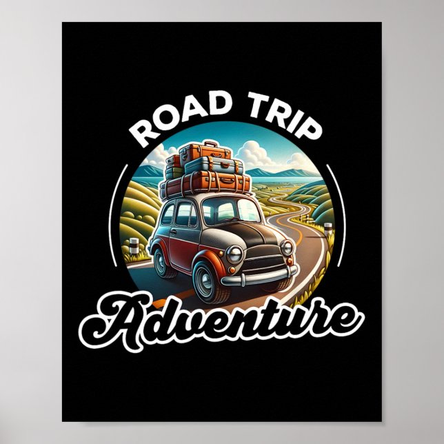 Affiche Aventure en voiture sur la route  (Devant)