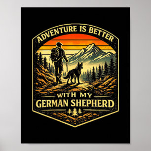 Affiche Aventure mieux avec chien de randonnée berger alle