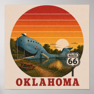 Affiche Aventure Oklahoma Route 66 Blue Whale Sunset