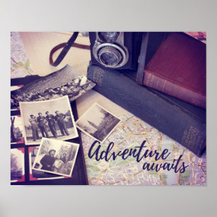 Affiche Aventure photo vintage attend