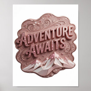 Affiche Aventure rose moderne vous attend