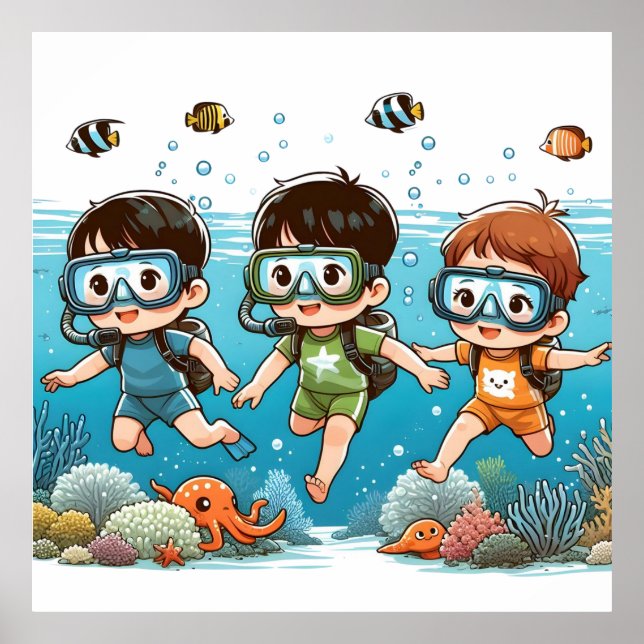 Affiche Aventure sous-marine avec des amis (Devant)