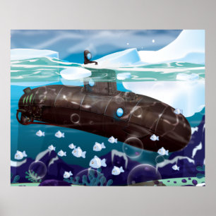 Affiche Aventure sous-marine victorienne Arctique