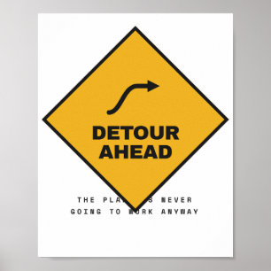 Affiche Aventure sur panneau routier rétro de déviation à 