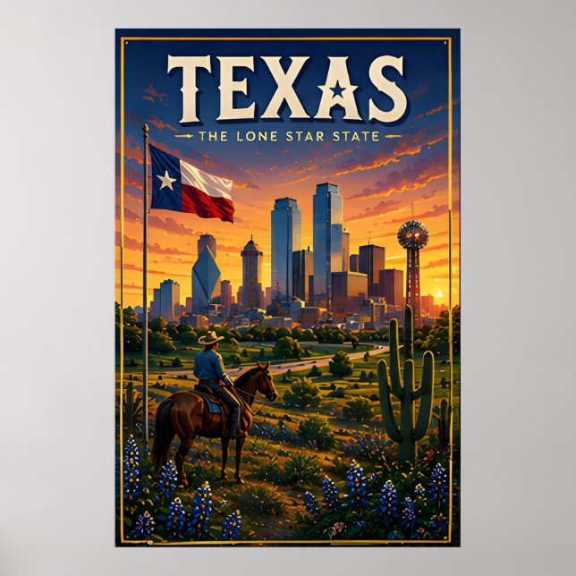 Affiche Aventure Texas Lone Star Skyline Désert Coucher de (Devant)