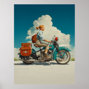 Affiche Aventure vintage Motorcycle Road