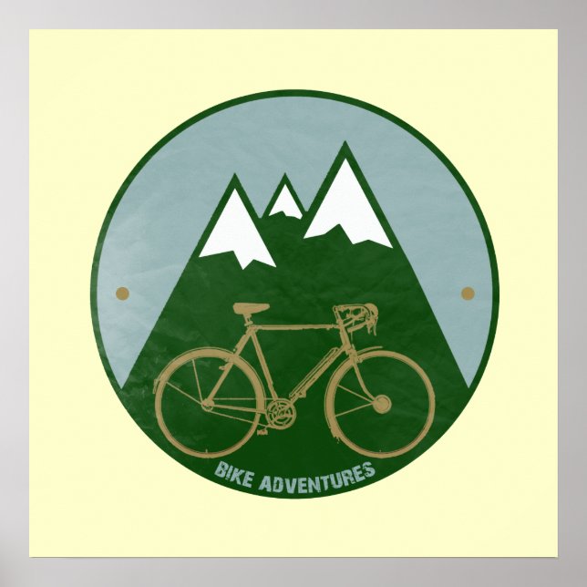 Affiche aventures à vélo imprimer pour murs (Devant)