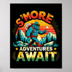 Affiche aventures Smor attendent drôle bigfoot camping