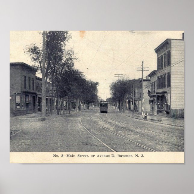 Affiche Avenue D, Bayonne, NJ 1911 Vintage (Devant)