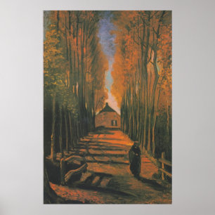 Affiche Avenue Van Gogh de peupliers en peinture d'automne