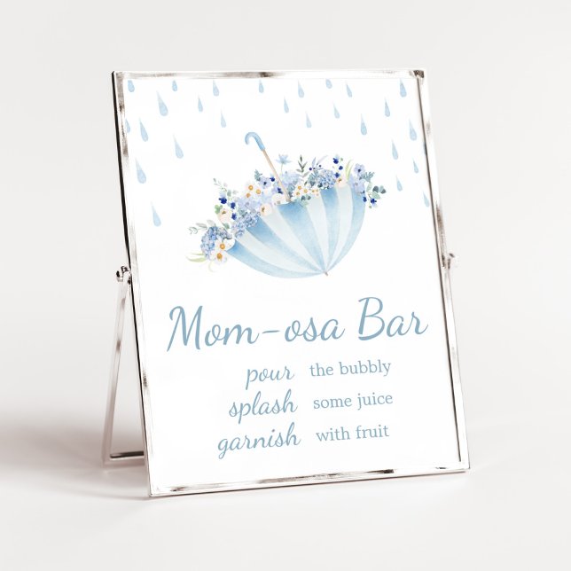 Affiche Averse d'Avril Amène des Fleurs de Mai Maman Osa B (Boy April Shower Bring May Flowers Baby Shower Mom Osa Bar Sign)