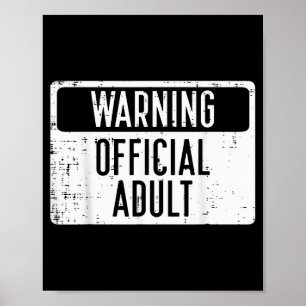 Affiche Avertissement 18e anniversaire Adulte 18 ans Femme