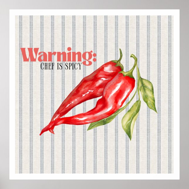 Affiche Avertissement Chef est Piment Rouge Cuisine d'Art (Devant)