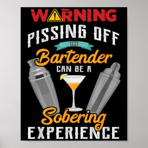 Affiche Avertissement Dans Le Bartender Funny Sarcastic Ba